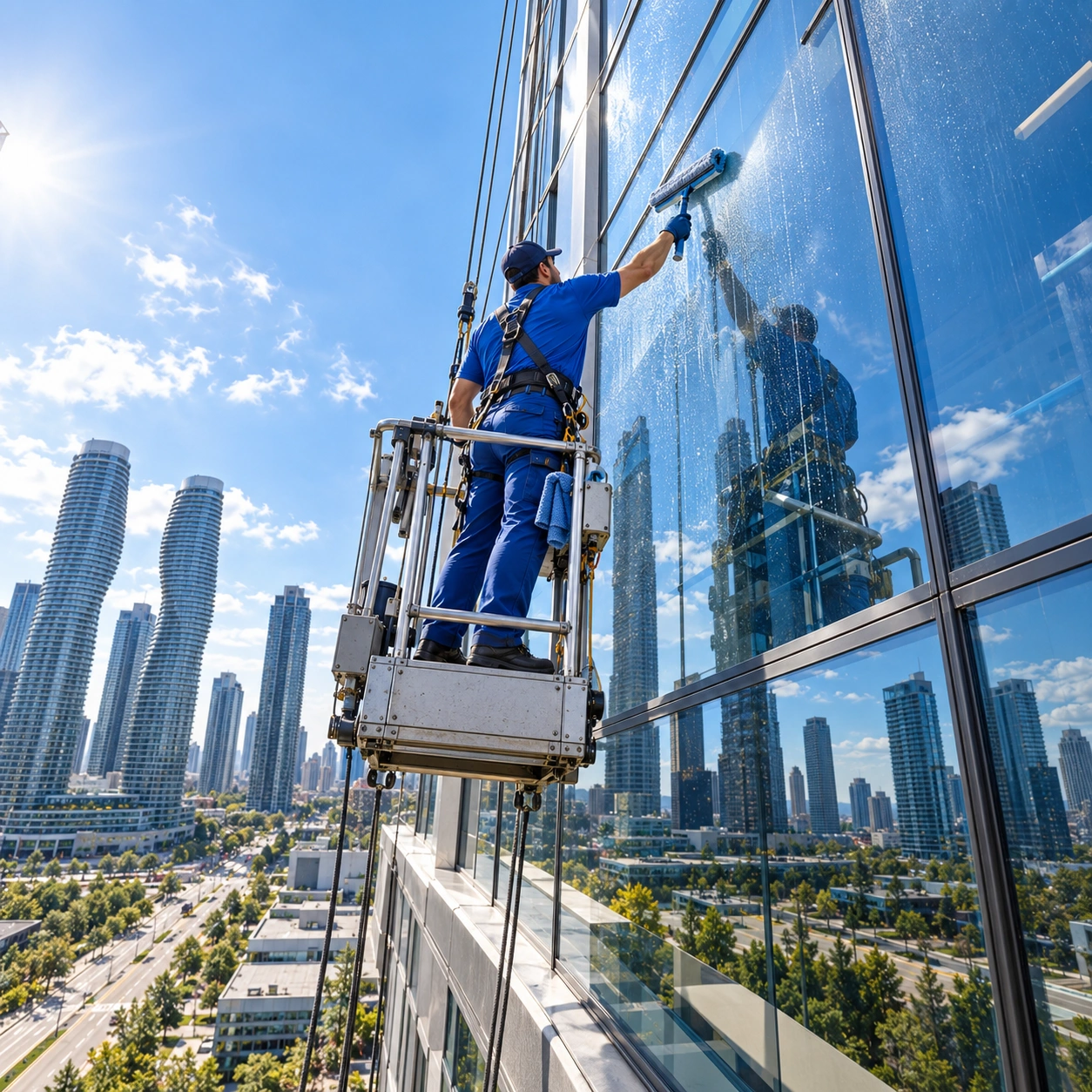 Well-maintained clean window glass and frame