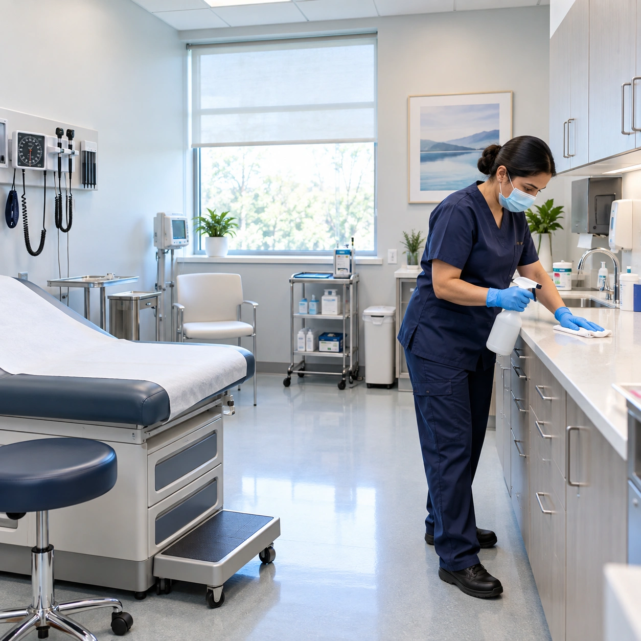 Clean clinical room in a healthcare facility
