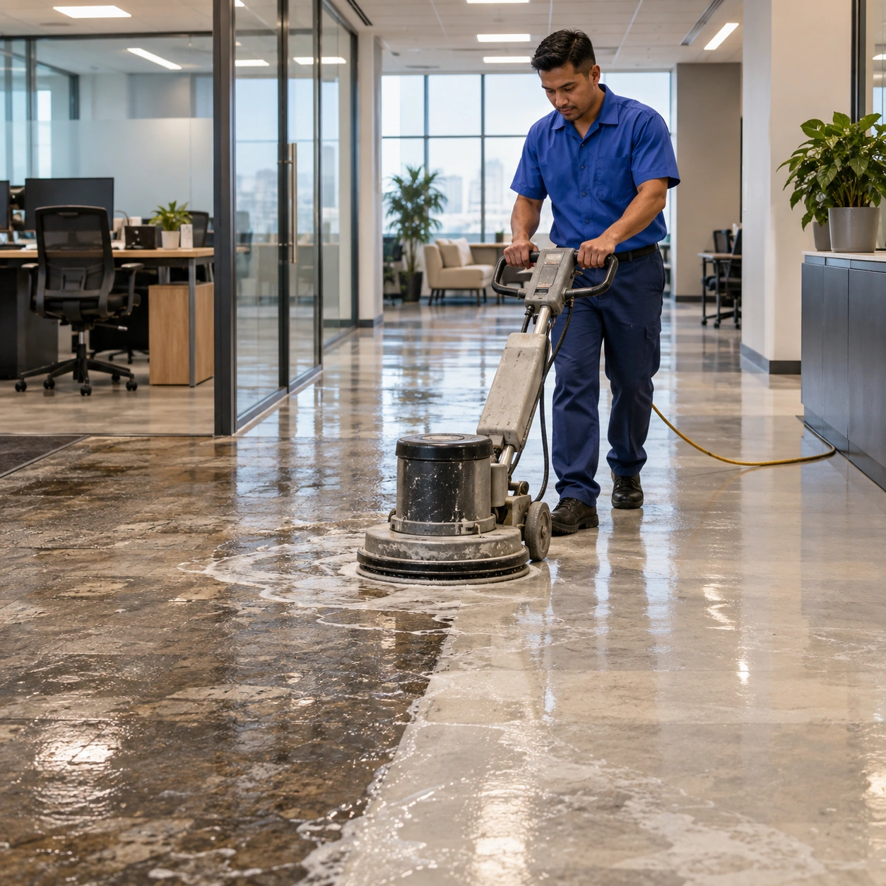 Bright commercial interior with a clean, consistent floor finish
