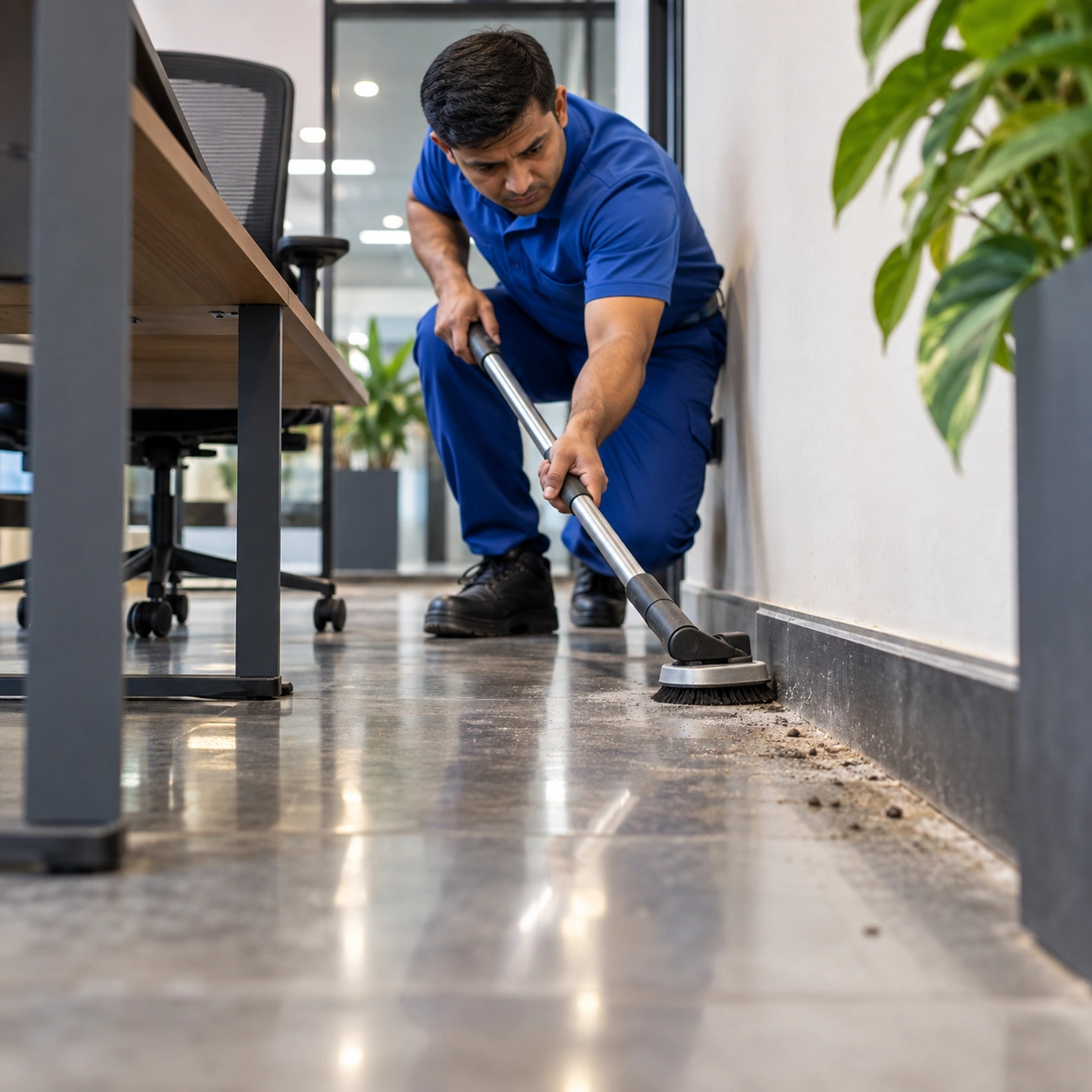 Commercial tile floor with grout lines